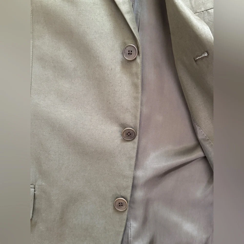 BOTTEGA VENETA COTTON BLEND SUIT OLIVE ARMY GREEN SUMMER WEDDING EU 52 / US 42 - Picture 4 of 14